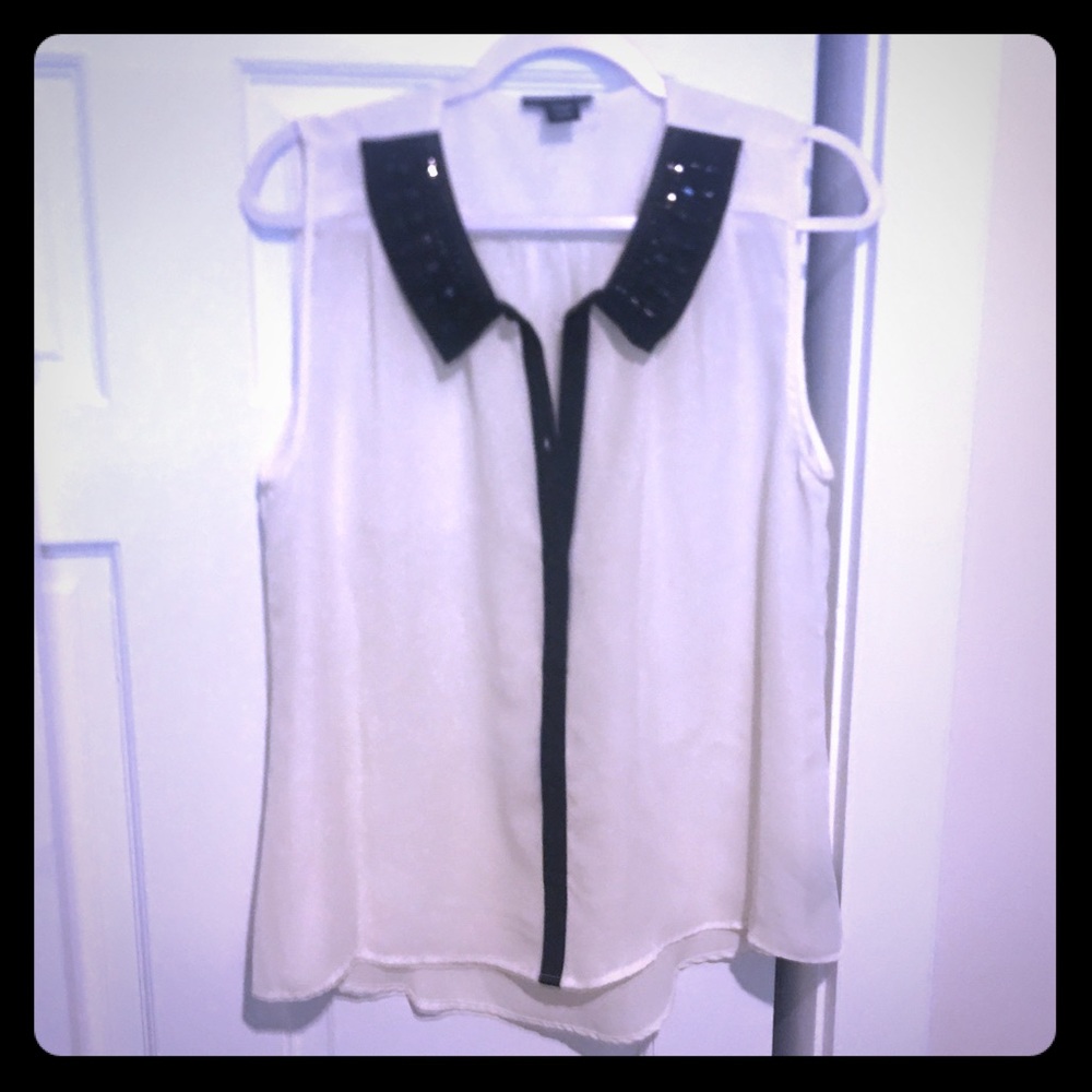 Sheer Collared Gem Tank SZ XL